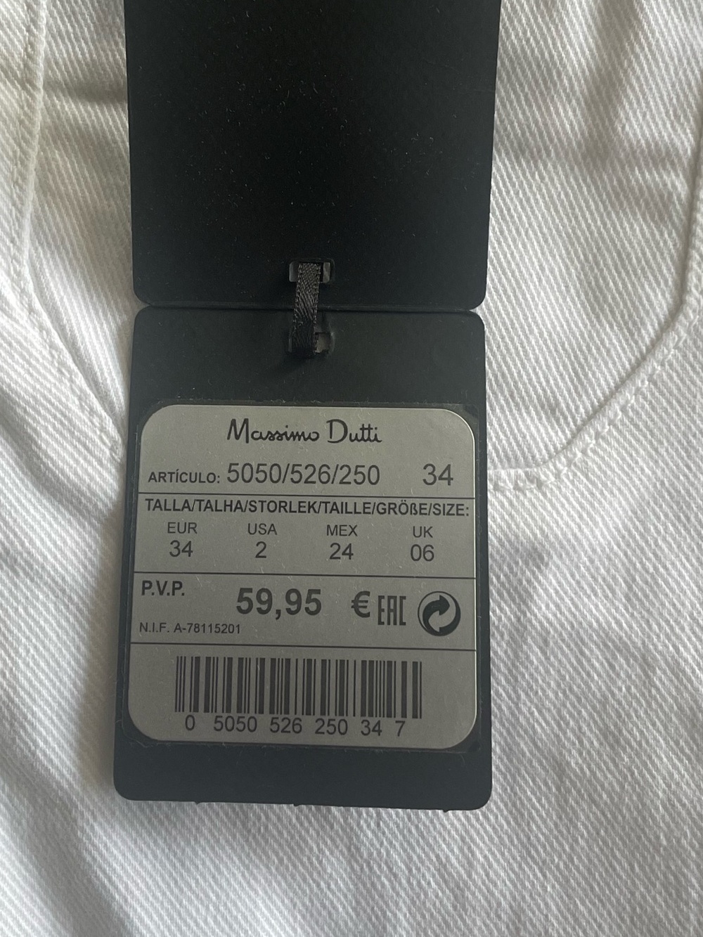 Massimo Dutti White Straight Leg Jeans NWT | 32” Inseam | Quiet Luxury - Picture 4 of 4
